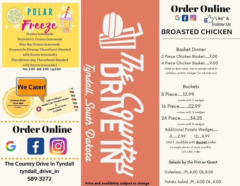 Country Drive Inn - Tyndall, SD menu_pic