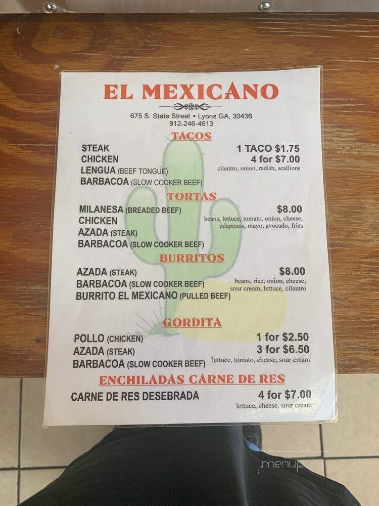 El Mexicano - Lyons, GA menu_pic