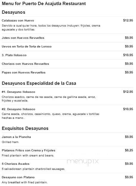 Puerto De Acajutla Restaurant - Hawthorne, CA menu_pic
