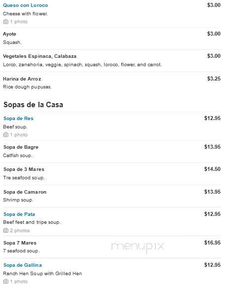 Puerto De Acajutla Restaurant - Hawthorne, CA menu_pic