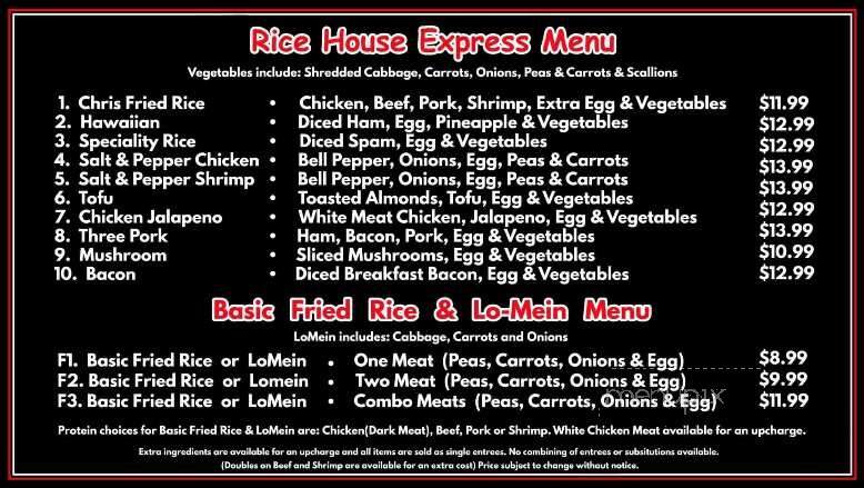Rice Box Express - Dallas, TX menu_pic