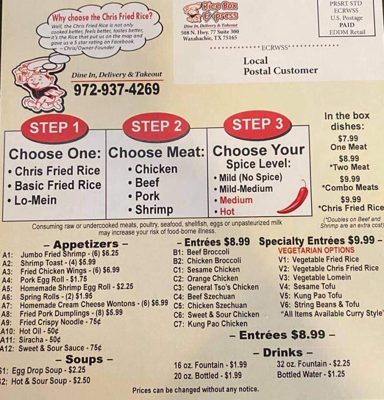 Rice Box Express - Dallas, TX menu_pic