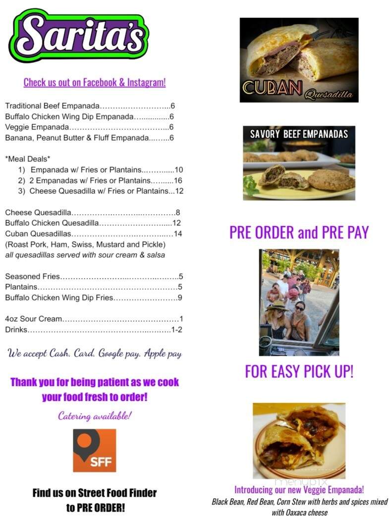Sarita's Food Truck - Rome, NY menu_pic