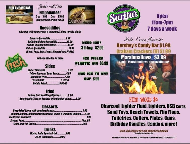 Sarita's Food Truck - Rome, NY menu_pic