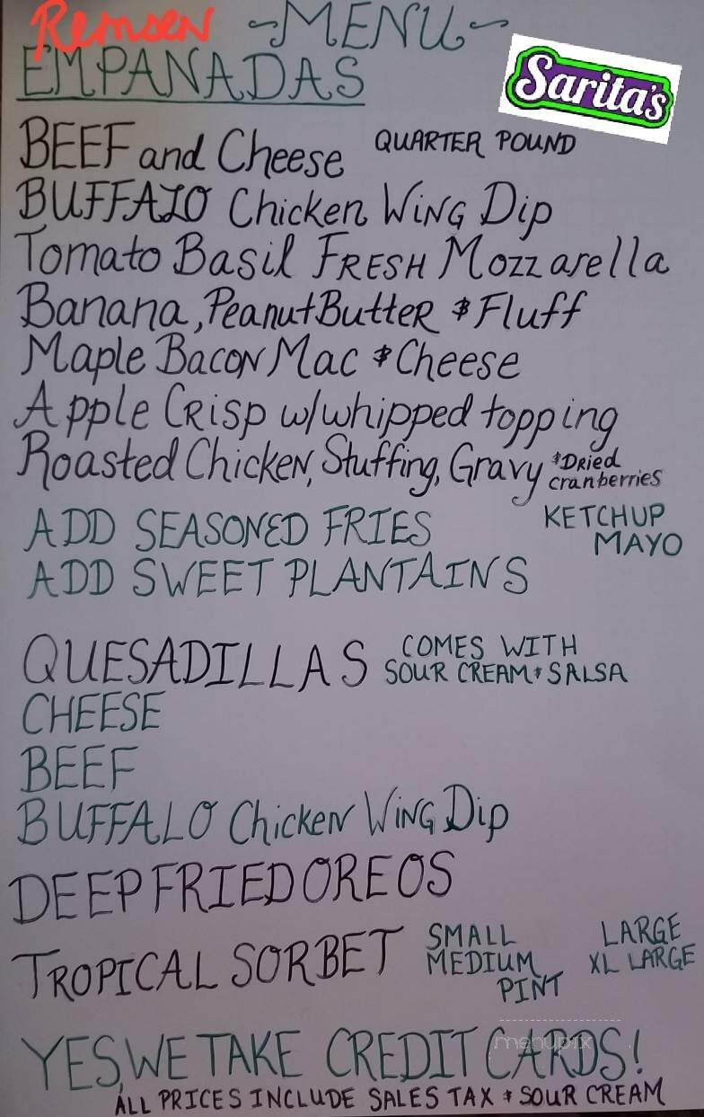 Sarita's Food Truck - Rome, NY menu_pic