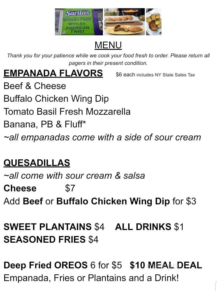 Sarita's Food Truck - Rome, NY menu_pic