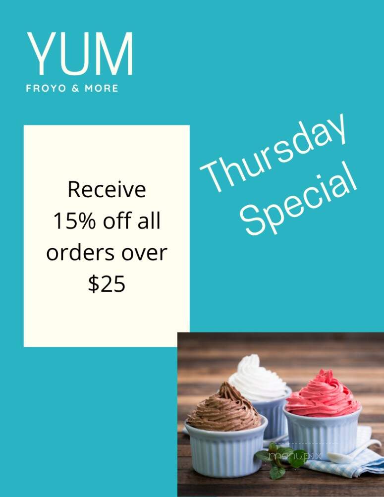 Yum Froyo & More - Dickinson, ND menu_pic