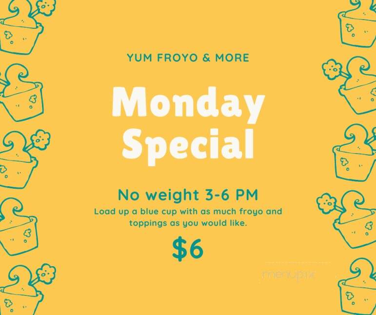 Yum Froyo & More - Dickinson, ND menu_pic