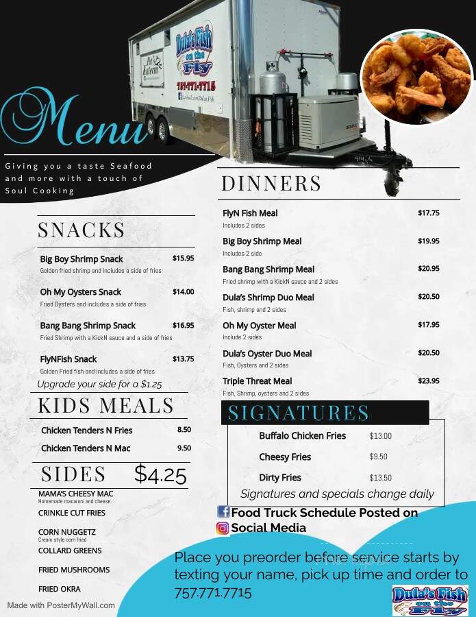 Dula's Fish on the Fly - Chesapeake, VA menu_pic