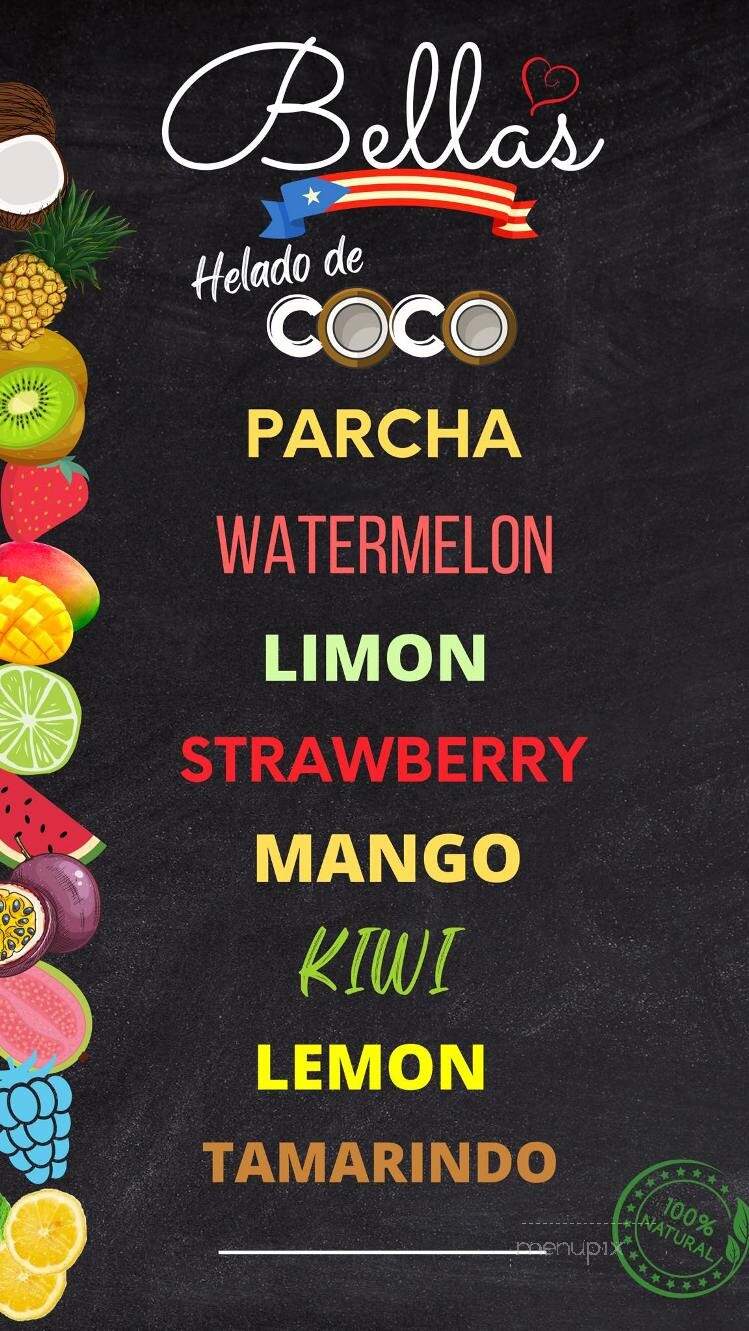 Bella's Italian Ice & Helado de Coco - Chicago, IL menu_pic