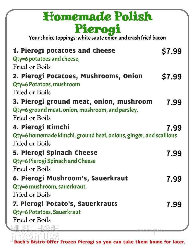 Bach's Bistro - Blauvelt, NY menu_pic
