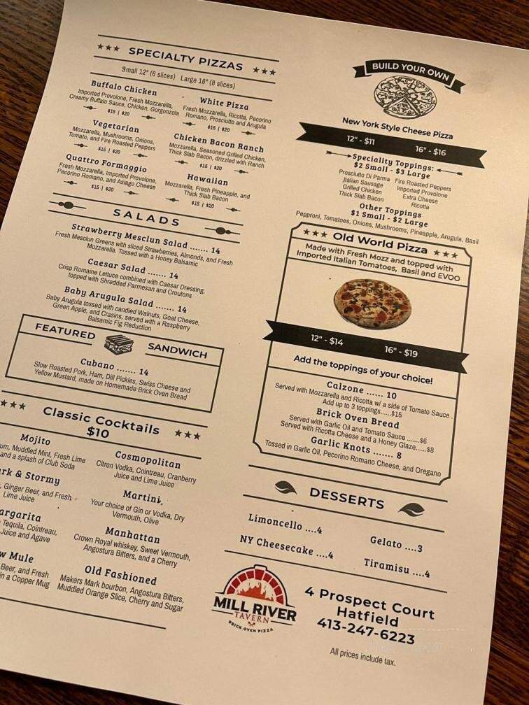 Mill River Tavern - Hatfield, MA menu_pic