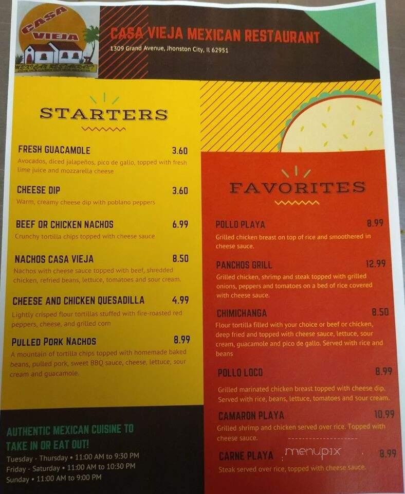 La Casa Vieja - Johnson City, TN menu_pic