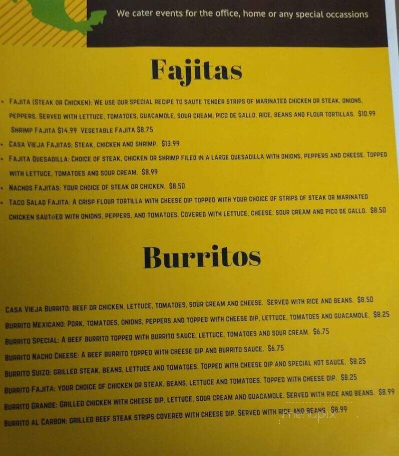 La Casa Vieja - Johnson City, TN menu_pic