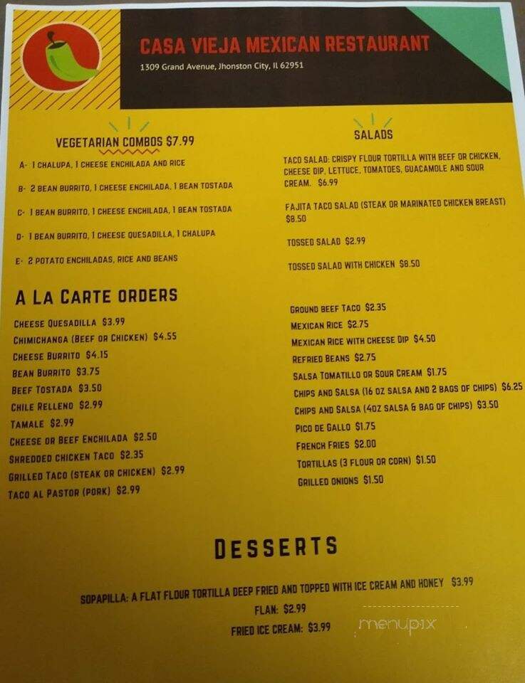 La Casa Vieja - Johnson City, TN menu_pic