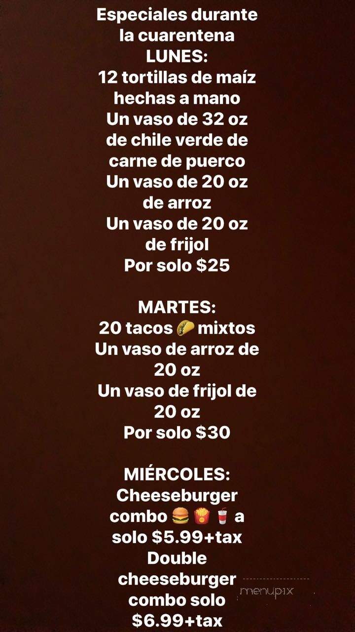 Sabroso Restaurant - Porterville, CA menu_pic