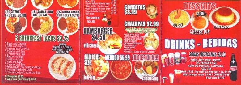 El Bracero Mexican Restaurant - San Antonio, TX menu_pic