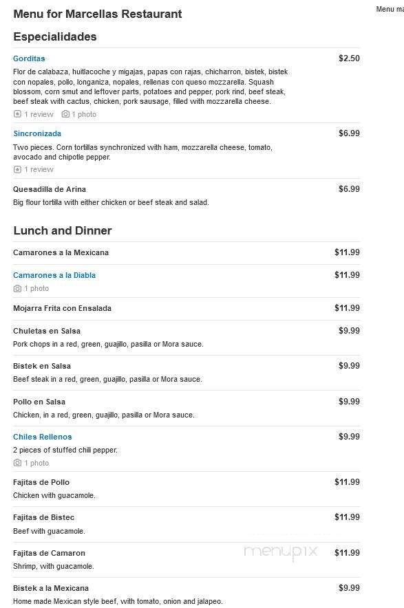 Marcellas Restaurant - Clearwater, FL menu_pic