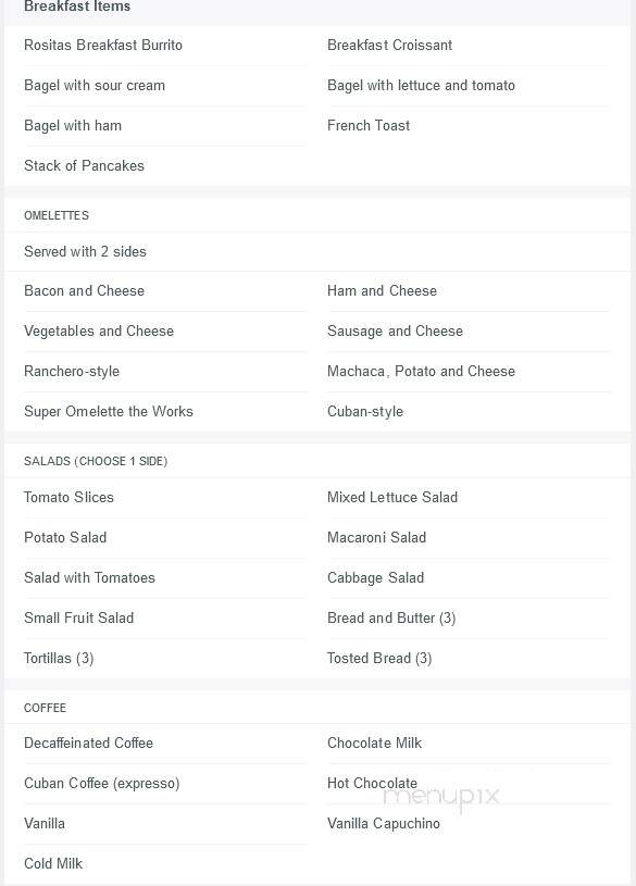 Rosita Bakery - Huntington Park, CA menu_pic