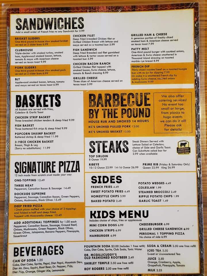 Dockside Lounge - Bottineau, ND menu_pic