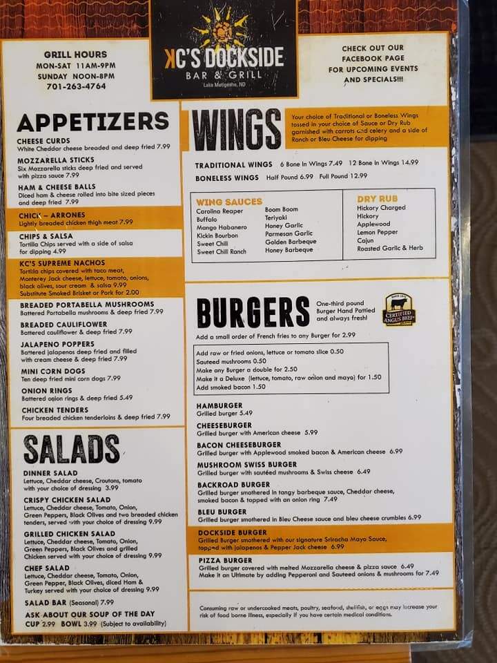 Dockside Lounge - Bottineau, ND menu_pic