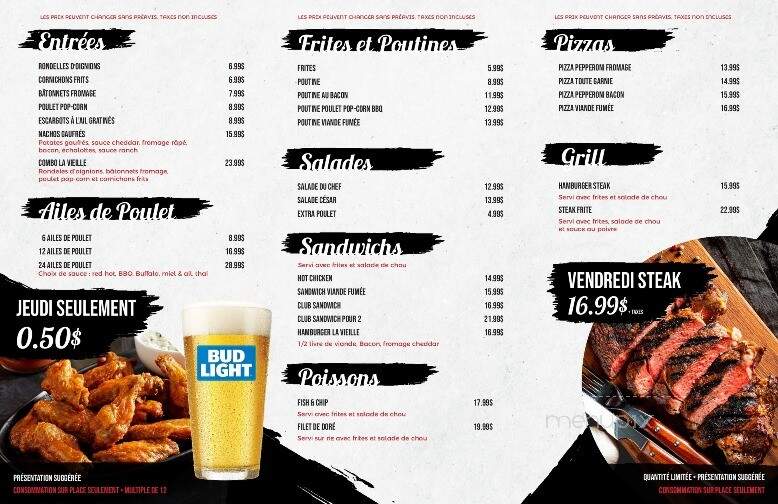 Brasserie La Vieille - Gatineau, QC menu_pic