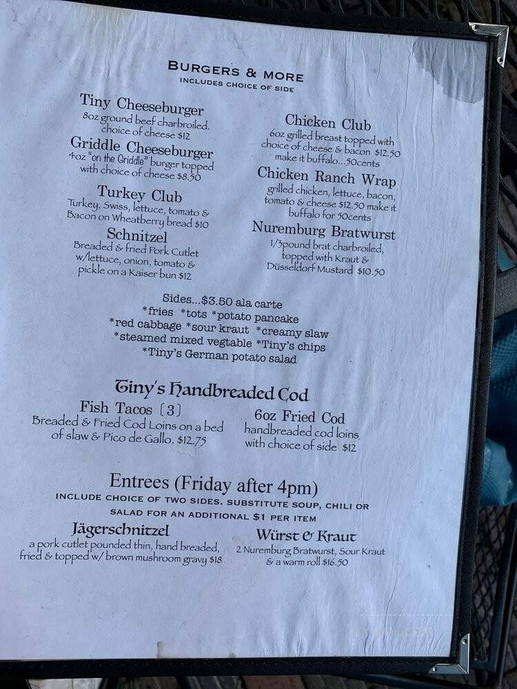 Tiny's - Columbia, IL menu_pic