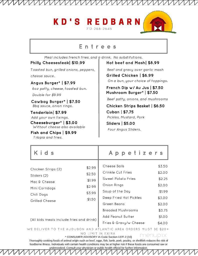 Red Barn - Exira, IA menu_pic