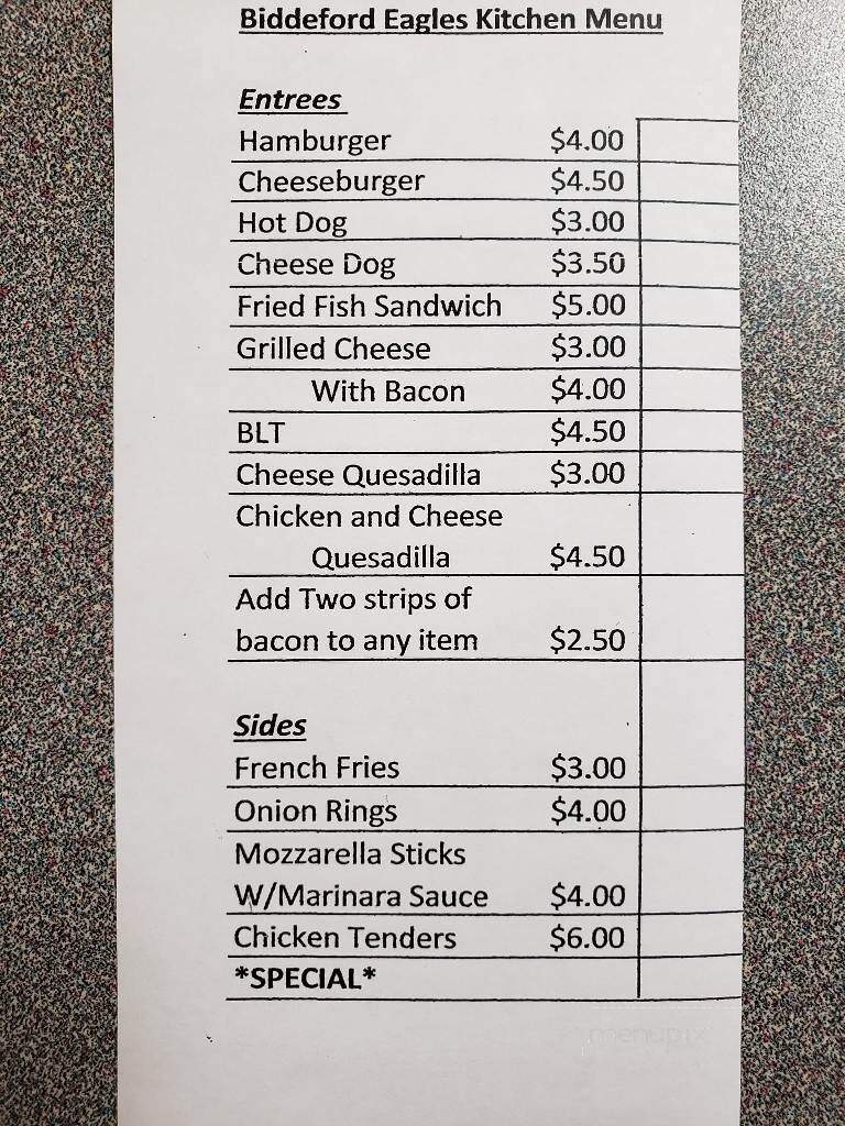 Biddeford Eagles Aerie 804 - Biddeford, ME menu_pic
