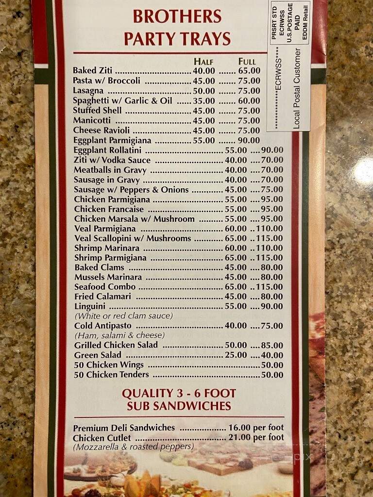 Brothers Pizza & Restaurant - Old Bridge, NJ menu_pic