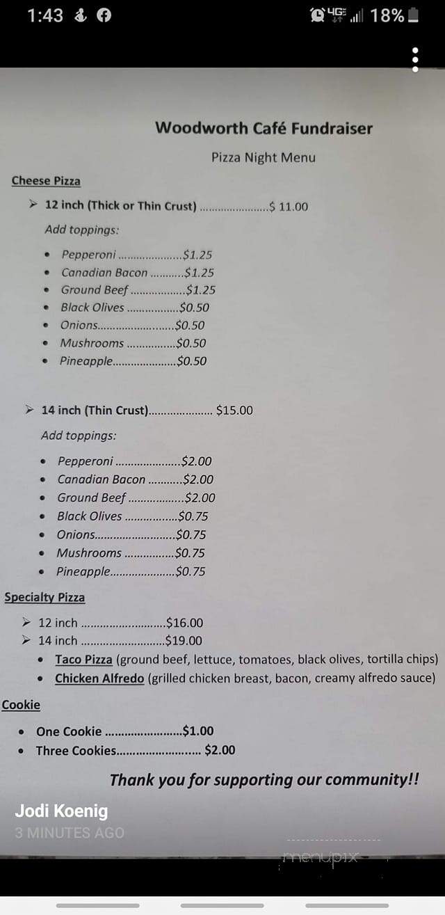 Woodworth Cafe - Woodworth, ND menu_pic