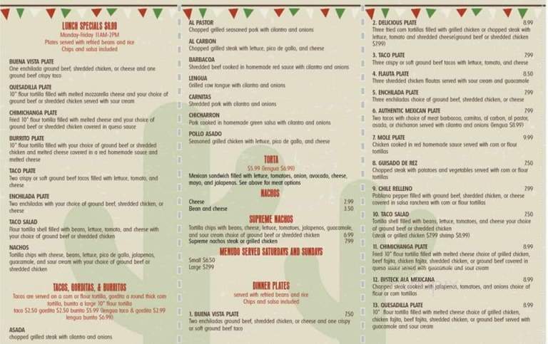 Buena Vista Restaurant - Altus, OK menu_pic