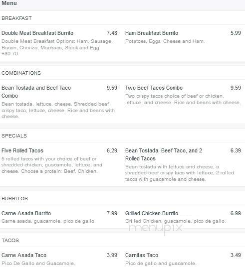 Muchas Gracias Mexican Food - Longview, WA menu_pic