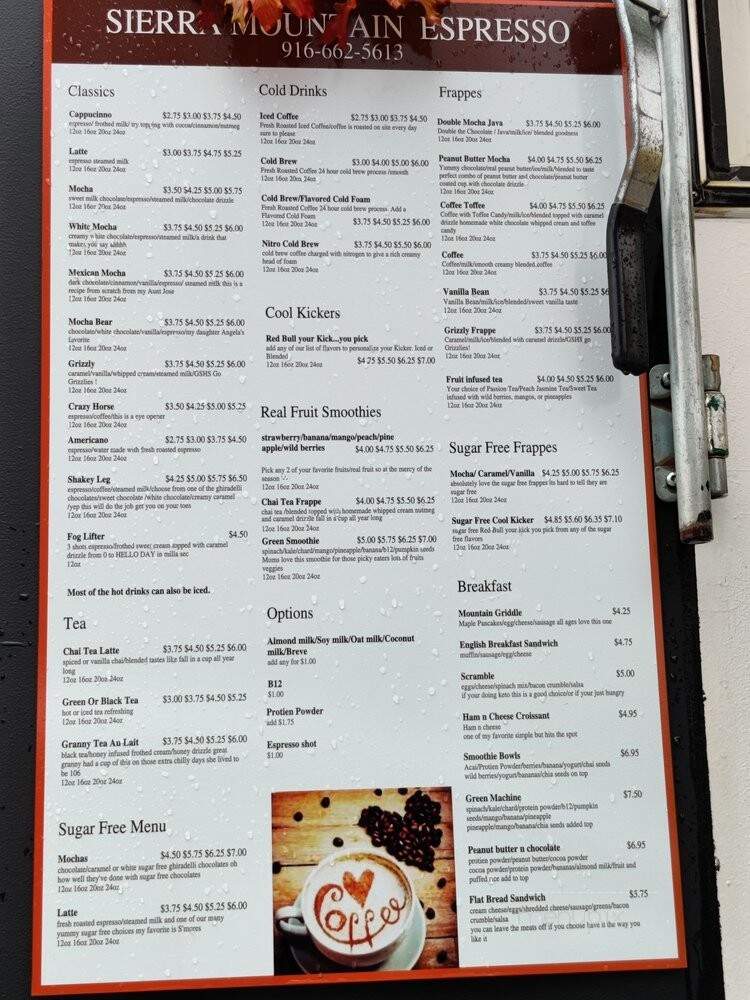 Sierra Mountain Espresso - Cool, CA menu_pic