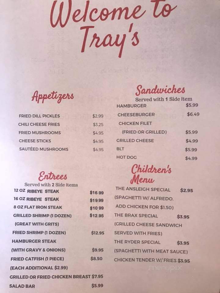 Tray's At The Red Barn - Thomaston, GA menu_pic