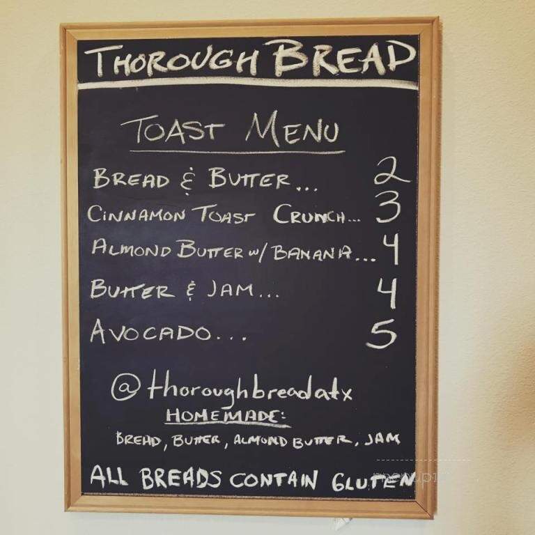 Thoroughbread - Austin, TX menu_pic