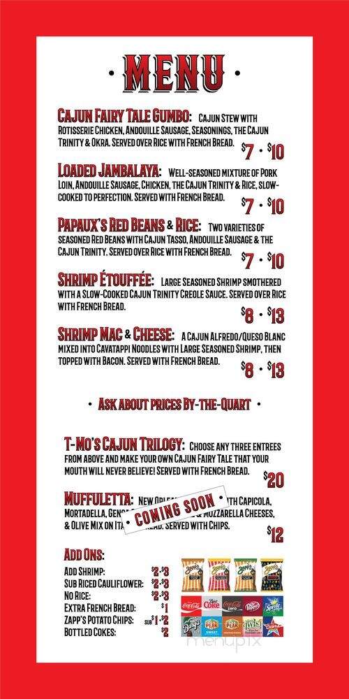T-Mo's Cajun Cookin' - Tontitown, AR menu_pic