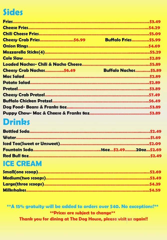 The Dog House - Hagerstown, MD menu_pic