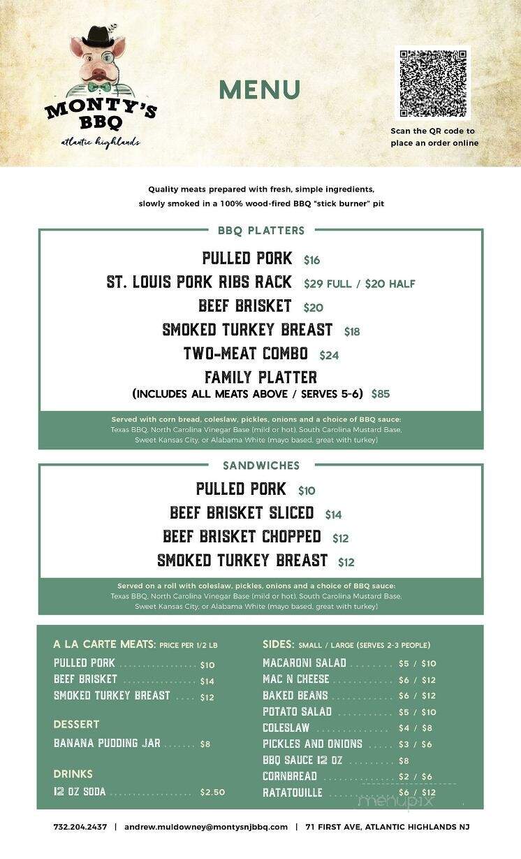 Monty's BBQ - Atlantic Highlands, NJ menu_pic