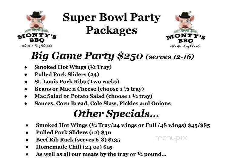 Monty's BBQ - Atlantic Highlands, NJ menu_pic