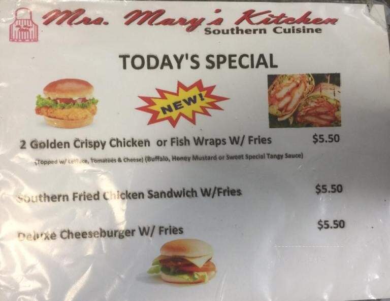 Mrs. Mary's Kitchen - Brookhaven, PA menu_pic