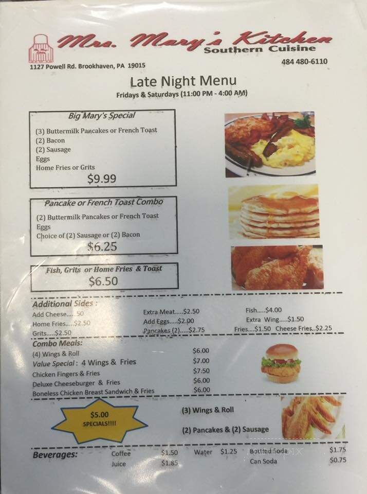 Mrs. Mary's Kitchen - Brookhaven, PA menu_pic