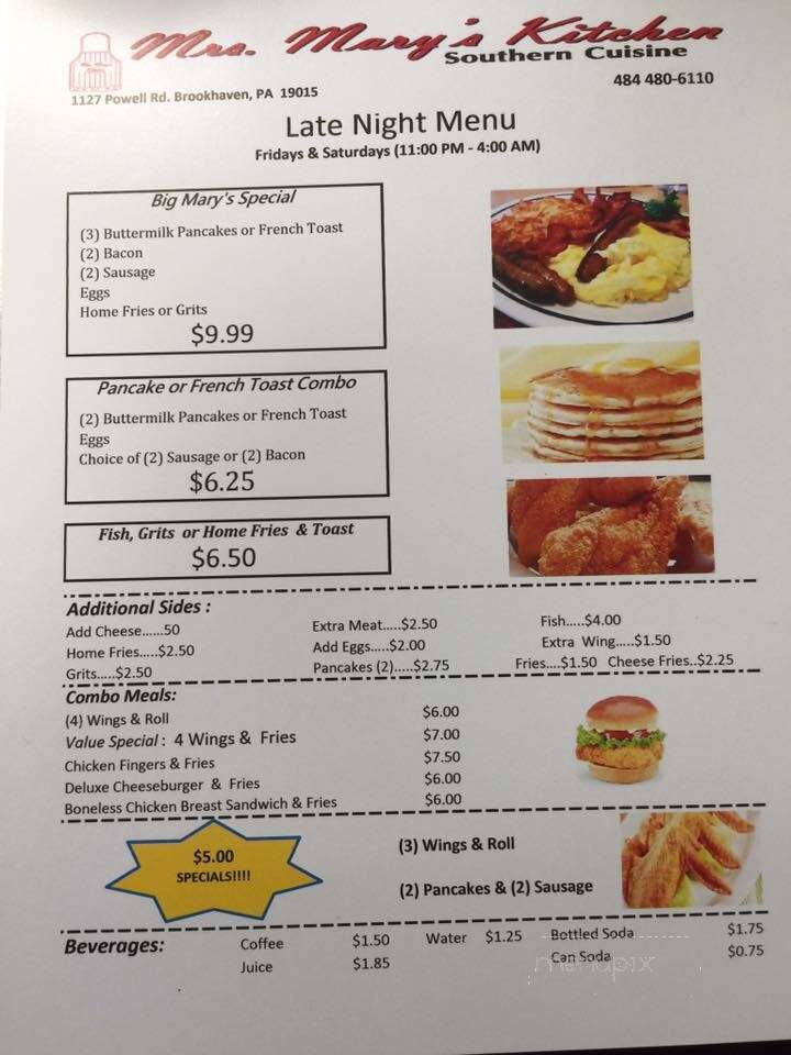 Mrs. Mary's Kitchen - Brookhaven, PA menu_pic