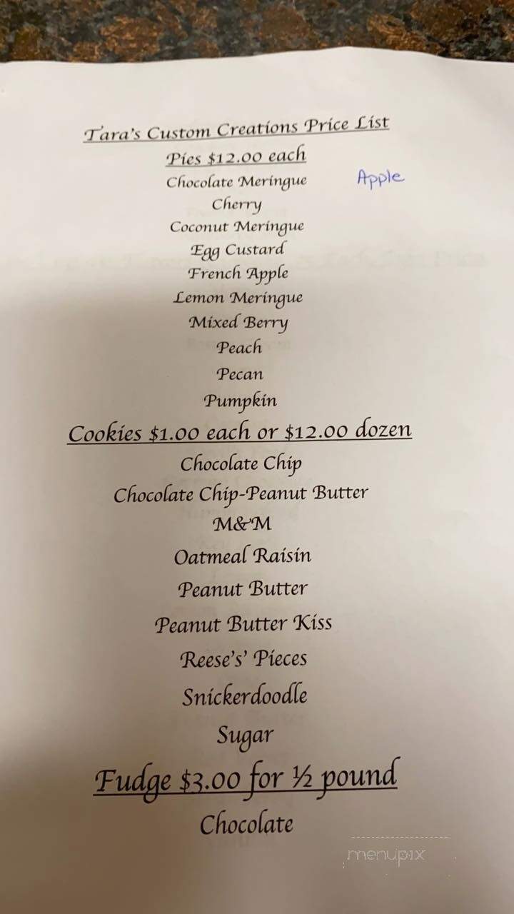 Tara's Custom Creations - Strasburg, VA menu_pic