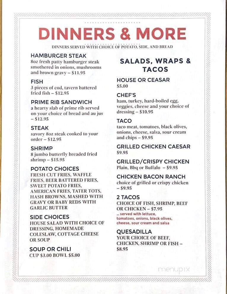 Village Pump Saloon - Tamarack, MN menu_pic