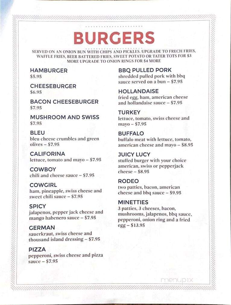 Village Pump Saloon - Tamarack, MN menu_pic