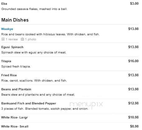 Betty's African Kitchen - Bridgeport, CT menu_pic