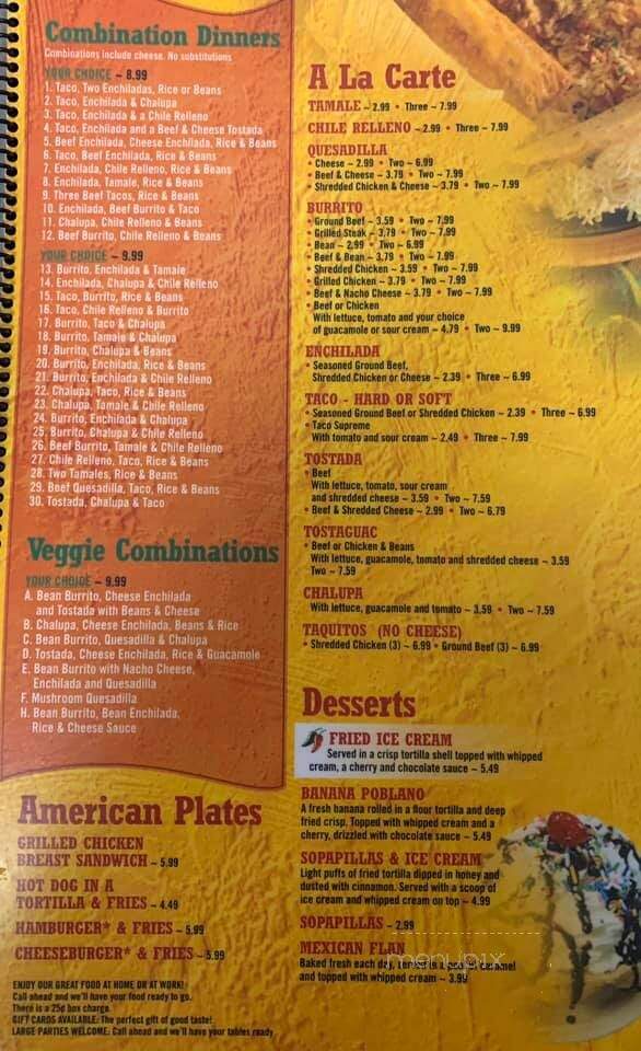 El Rancho Poblano - Chesterfield, IN menu_pic