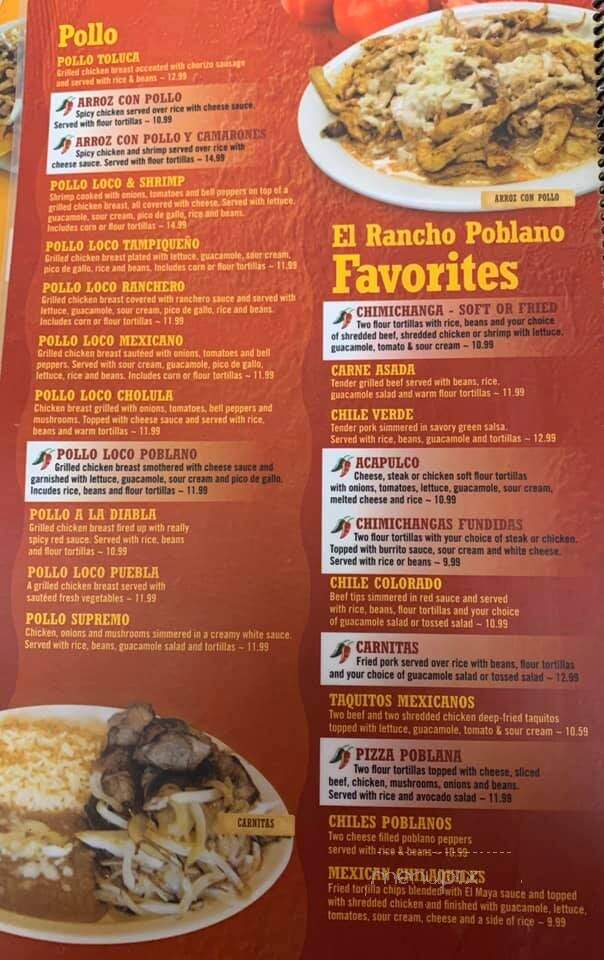 El Rancho Poblano - Chesterfield, IN menu_pic