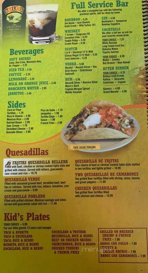 El Rancho Poblano - Chesterfield, IN menu_pic